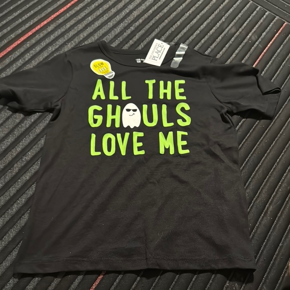 Black T-Shirt with Neon Green Text - Picture 1 of 3